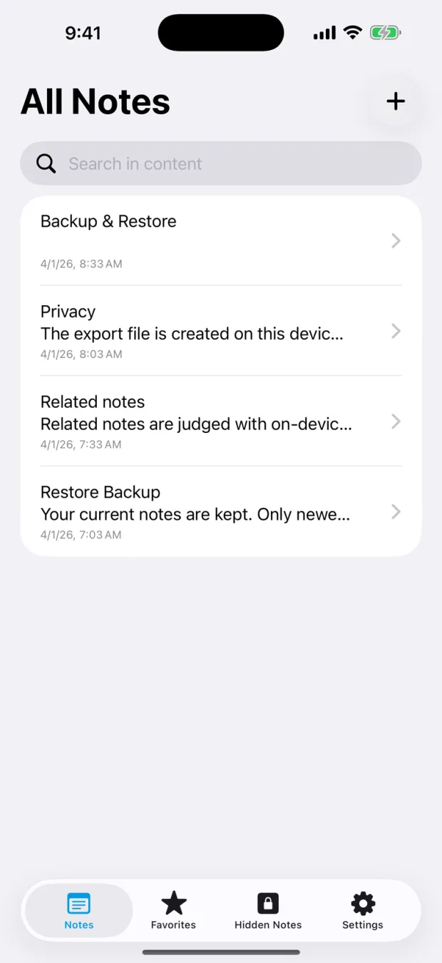 OctiNote note inbox